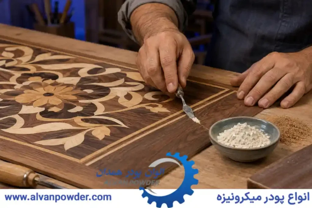 پودر مل در معرق چوب